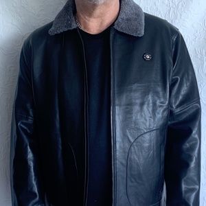 Men's Faux Leather Bomber Jacket